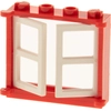 1x Lego Fenster Rahmen 1x4x3 rot Doppel Scheibe weiß Haus 385321 3854 ...