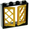 1x Lego Fenster Rahmen 1x4x3 schwarz 2 Flügel Gitter 1x2x3 gold dick 6...
