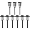 9er Set LED Solarleuchten, Erdspieß, schwarz, H 43 cm