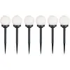 6er Set LED Solar Steckleuchten, Kugel Design, H 39 cm