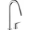 Hansgrohe Axor Citterio M 2-Loch Spültischmischer Chrom mit Ausziehbra...