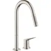 Hansgrohe Axor Citterio M 2-Loch Spültischmischer steel mit Ausziehbra...