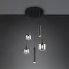 Hängelampe Mataro, chrom/schwarz, Ø 55 cm 5-flg. Glas/Metall