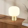 Tischleuchte Diva, messingfarben, weiß, Metall, Glas, E27