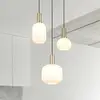 Pendelleuchte Diva, 3-fl., messingfarben, opal, Glas, Metall