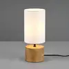 Tischleuchte Woody, Holz/Textil, Zylinder, weiß
