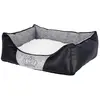 Kerbl Kuschelbett Chiara 55x45x18cm, grau/schwarz mit Strasskrone (Hun...