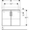 Geberit Eck-Waschtischunterschrank Renova Compact 69x60,4x55cm, 2 Türe...