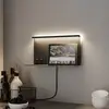 Paulmann LED-Wandlampe Jarina schwarz 35 cm Ablage USB-Port