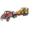 BRUDER 02813 MACK Granite Tieflader und JCB 4CX Baggerlader, Modellfahrzeug