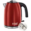 Russell Hobbs Wasserkocher Colours+, 1,7 l, 2400 Watt, Edelstahl, Rot
