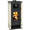 Holzofen mit Backfach Prity K2 GT F   8,1 kW, Elegantes Design, Elfenb...