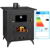 Prity FR Holzherd 13,9 kW mit großem Backofen & Thermometer, Metallpla...