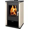 Holzofen Verso Theia - 9 kW | Elfenbeinfarbene Seitenplatten und moder...