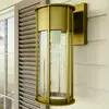 Außenwandleuchte Camillo, messingfarben, Alu, Glas, E27