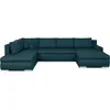 OEM INDIAN Panoramische Ecksofa mit Schlaffunktion, 7-Sitzer, Enteblau...