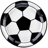partydeco Pappteller, Pappteller 18cm Fußball 6er Set weiß / schwarz