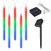Maclean Solar LED Eiszapfen Lichterkette 144 LED 8x Eiszapfen RGB Lich...
