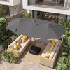Costway Doppelsonnenschirm 370 x 200 cm Sonnenschirm mit Kurbel & Stän...