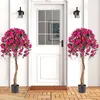 Costway 2er Set 135 cm Kunstbaum mit Blüten Kunstpflanze im Topf Künst...
