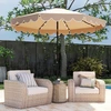 Costway 300 cm Sonnenschirm mit LED-Beleuchtung & Kurbel & Volant Gart...