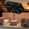 Costway 230 cm Sonnenschirm mit LED Solar Beleuchtung & Kurbel Gartens...