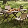Costway Campingtisch Klappbar Picknicktisch aus Holz mit Aufrollbarer ...