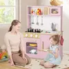 Costway Holz Kinderküche mit Mikrowelle & Herd & Spüle & Backofen Spie...