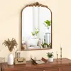 Costway Bogen Wandspiegel Goldener traditioneller Vintage-Barockspiege...