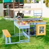 Costway Matschküche mit Picknicktisch für Kinder Spielküche aus Tannen...