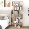 Costway Bücherregal mit 6 Ebenen S-Form Standregal Freistehender Raumt...