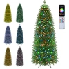 Costway 225 cm Bleistift Weihnachtsbaum mit LED-Leuchten Künstlicher T...