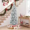 Costway 180 cm Bleistift Weihnachtsbaum mit Schnee künstlicher Tannenb...