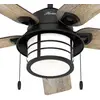 Hunter Santorini Ventilator m. Licht, holz/schwarz