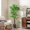 Costway 150 cm Künstliche Pflanze Bambus Kunstbaum mit Topf Kunstpflan...