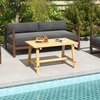 Costway Gartentisch aus Massivholz rechteckiger Kaffeetisch mit Latten...