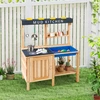 Costway Outdoor Kinder Matschküche mit Abnehmbarem Waschbecken & Zubeh...