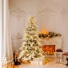 Costway 180 cm Schnee-beflockter künstlicher Weihnachtsbaum vorbeleuch...