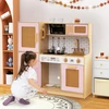 Costway Kinderküche mit Rattantüren & Licht & Sound & Kühlschrank Spie...