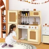 Costway Kinderküche mit Rattantüren & Licht & Sound & Kühlschrank Spie...