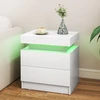 Costway Nachttisch mit LED-Leuchten Nachtkommode mit 2 Schubladen mode...