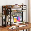 Costway Schreibtischregal mit 4 Ablage & 6 Haken Tischregal Schreibtis...
