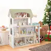 Costway Kinder Holzpuppenhaus mit 33 Möbelstücken DIY-Spielhaus mit Ba...