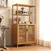 Costway Bambus Bücherregal mit Türen 4 Stöckiges Regal mit Lamellentür...