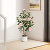 Costway 90 cm Kunstbaum mit Blüten Künstlicher Kamelienbaum Kunstpflan...
