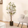 Costway 120 cm Kunstbaum mit Blüten im Topf Künstlicher Bougainvillea ...