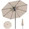 Costway Sonnenschirm 300 cm mit LED-Solar-Beleuchtung 9 Beleuchtungsmo...