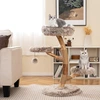 Costway 90 cm Kratzbaum Holz Katzenbaum mit 4 Plüschsitzflächen Ball &...