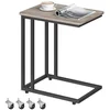 VASAGLE Beistelltisch Sofatisch mit Rollen, C-Form, für Kaffee und Lap...