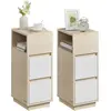 Vasagle, Nachttisch, Stolik nocny w ski 2 szuflady heban czarny (30 x ...